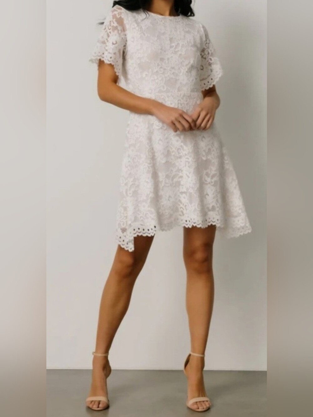 Baltic Born White Lace Mini Dress